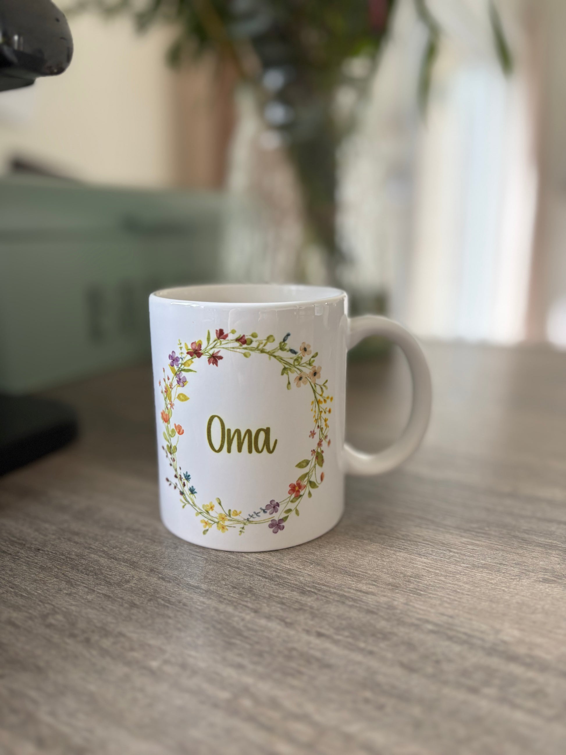 Koffietas oma veldbloemen